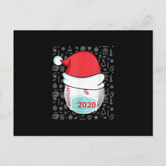 Funny Christmas 2020 Baseball Santa Hat Holiday Postcard (Front)