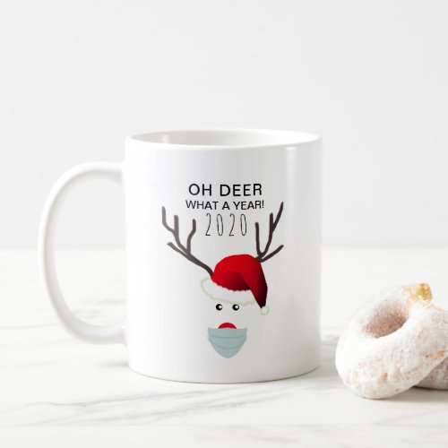 Funny Christmas 2020 Covid Reindeer In Face Mask Coffee Mug