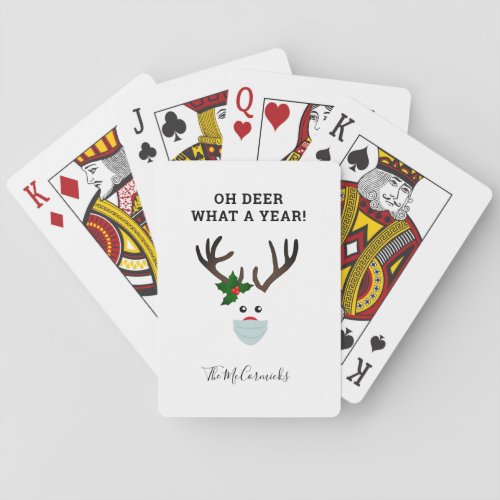 Funny Christmas 2020 Face Mask Reindeer Name Playing Cards