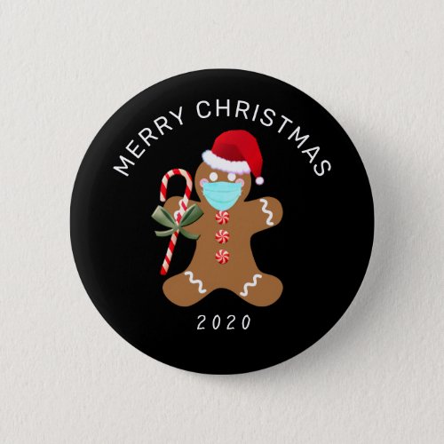 Funny Christmas 2020 Gingerbread Man In Face Mask Button