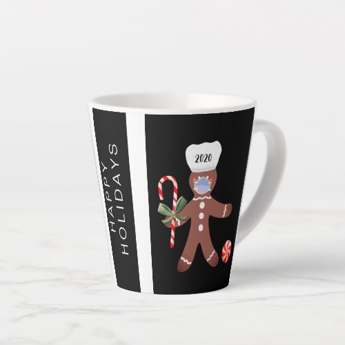 Funny Christmas 2020 Gingerbread Man In Face Mask Latte Mug