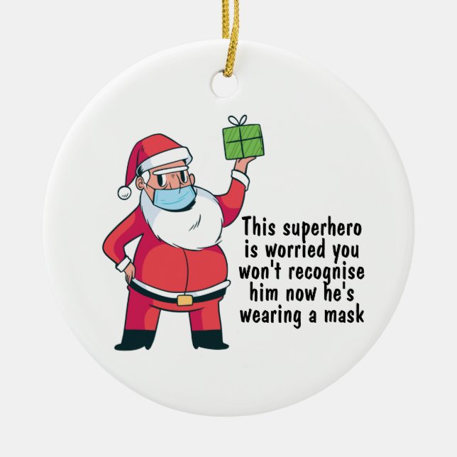 FUNNY Christmas 2020 Ornament Santa in FAcemask (Front)