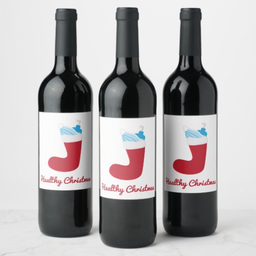 Funny Christmas 2020 Red stocking Wine Label
