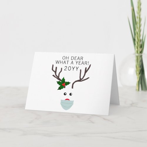 Funny Christmas 2020 Reindeer Wearing Face Mask Card