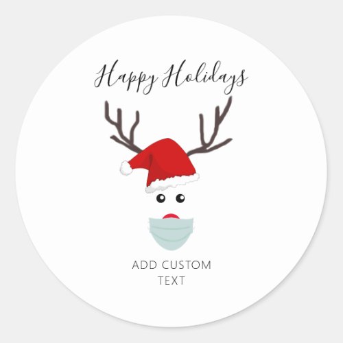 Funny Christmas 2020 Reindeer Wearing Face Mask Classic Round Sticker