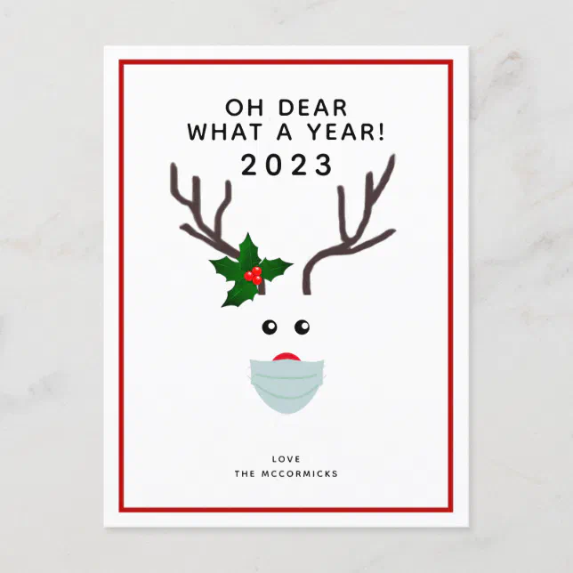 Funny Christmas 2020 Reindeer Wearing Face Mask Holiday Postcard Zazzle