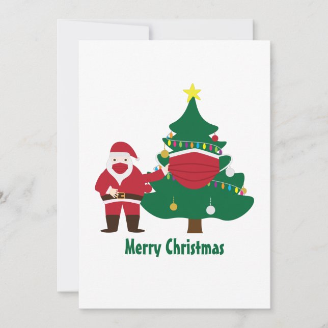 Funny Christmas 2020 Santa and decorated tree Holiday Card (Front)