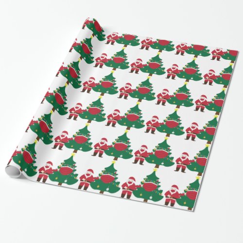 Funny Christmas 2020 Santa and decorated tree Wrapping Paper