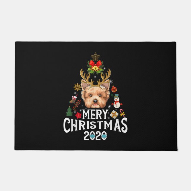 Funny Christmas 2020 Tree Yorkshire Mask Costume Doormat (Front)