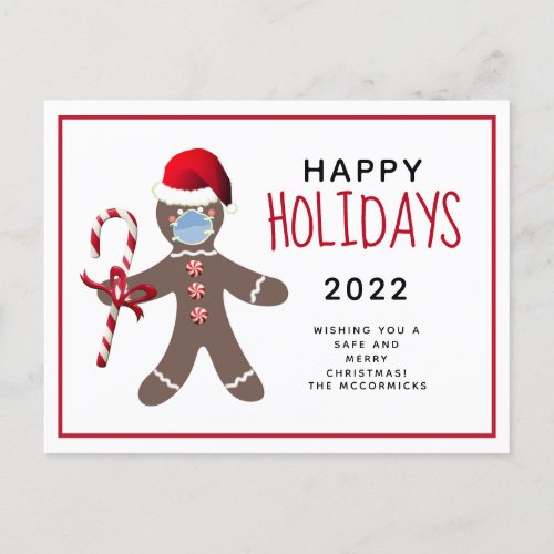 Funny Christmas 2021 Covid Gingerbread Man Holiday Postcard