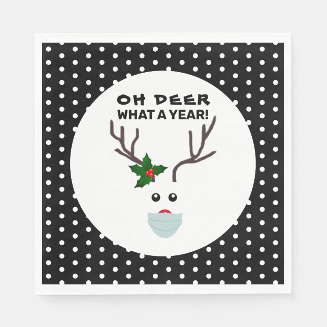 Funny Christmas 2021 Oh Dear What A Year Reindeer Napkins (Front)