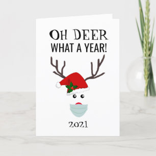 Funny Christmas 2021 Oh Deer Reindeer Personalized Holiday Card