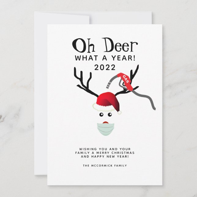 Funny Christmas 2022 Gas Meme Reindeer Family Holiday Card (Front)