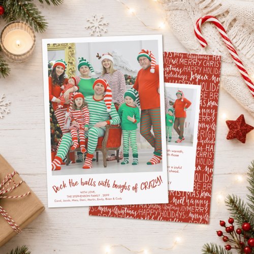 Funny Christmas 2 Photos Deck The Halls Holiday Card