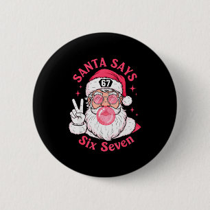 Funny Christmas 67 Meme Brain Rot Santa Claus Xmas Button