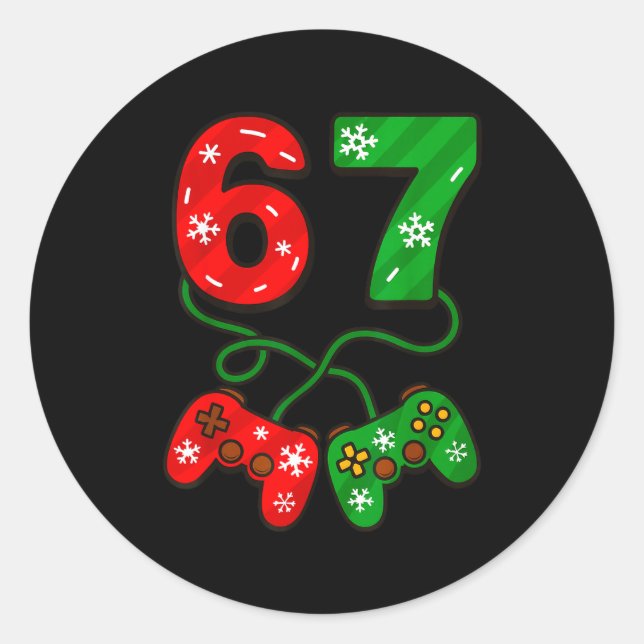Funny Christmas 67 Meme Six Seven Video Games Game Classic Round Sticker (Front)