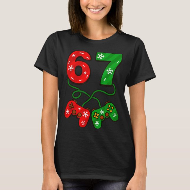Funny Christmas 67 Meme Six Seven Video Games Game T-Shirt (Front)