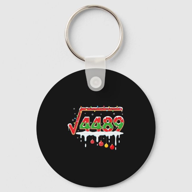 Funny Christmas 67 Meme Square Root 4489 Slang Mat Keychain (Front)