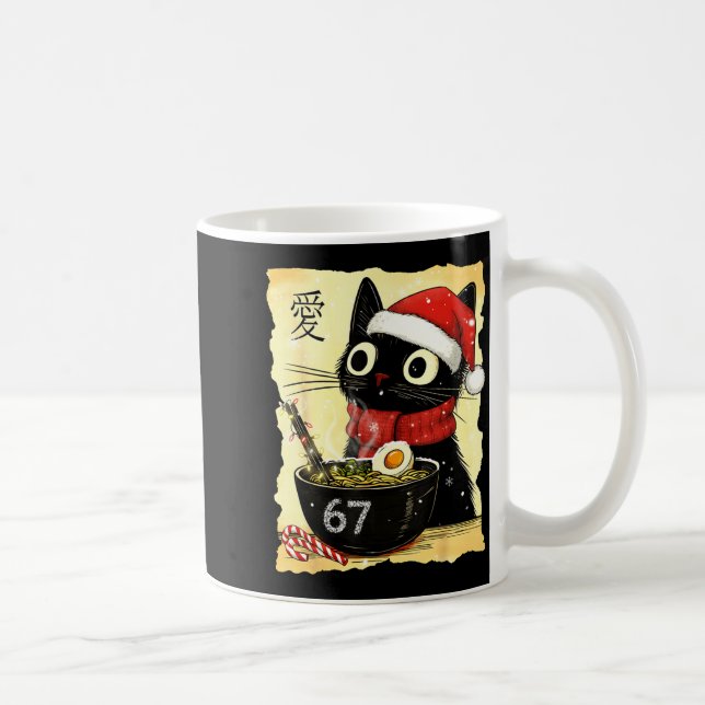 Funny Christmas 67 Six Seven Cat Ramen Japanese Ka Coffee Mug (Right)