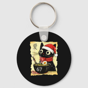 Funny Christmas 67 Six Seven Cat Ramen Japanese Ka Keychain