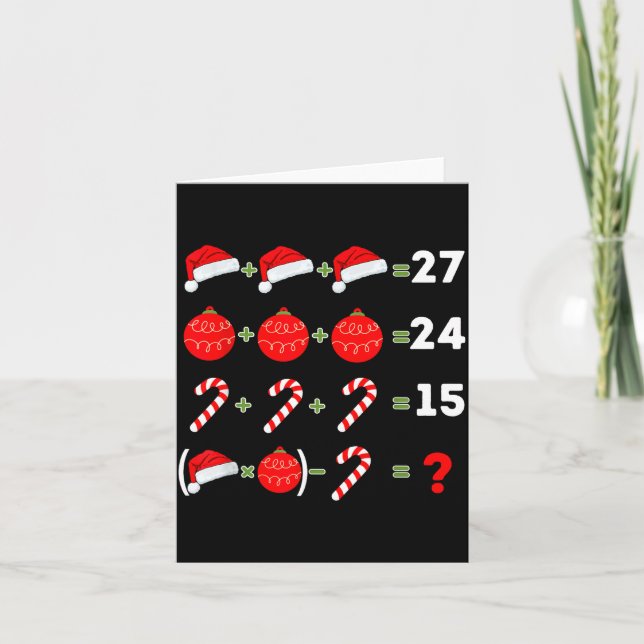 Funny Christmas 6 7 Puzzle Santa Hat Ornament Cand Card (Front)