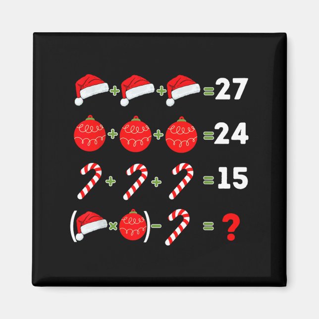 Funny Christmas 6 7 Puzzle Santa Hat Ornament Cand Magnet (Front)