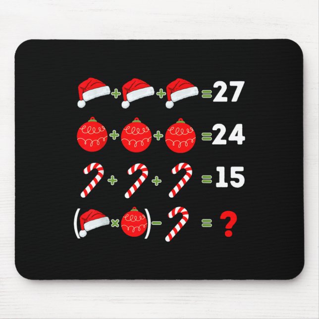 Funny Christmas 6 7 Puzzle Santa Hat Ornament Cand Mouse Pad (Front)