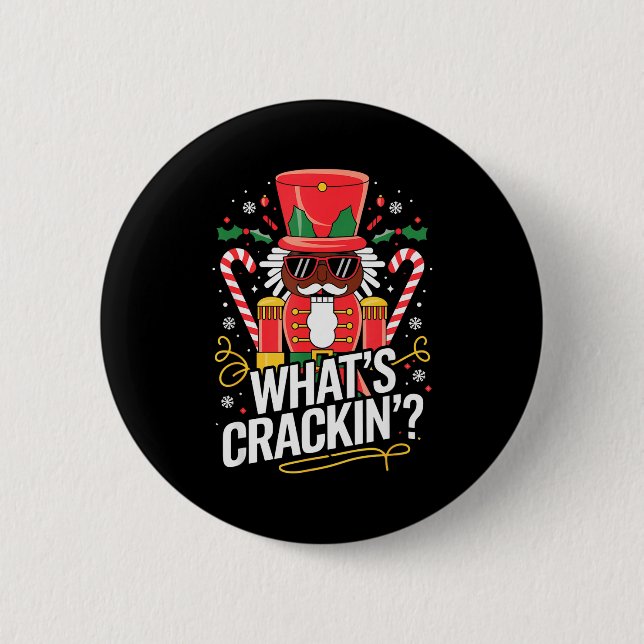Funny Christmas African American Nutcracker Men Wo Button (Front)
