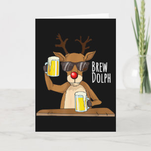 Funny Christmas Alcohol Shirt. Brew Dolph Beer Dri Card