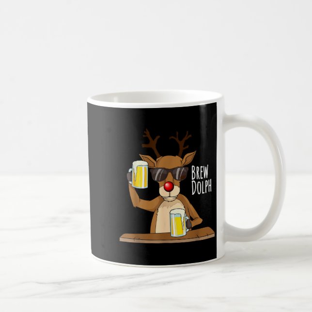 Funny Christmas Alcohol Shirt. Brew Dolph Beer Dri Coffee Mug (Right)