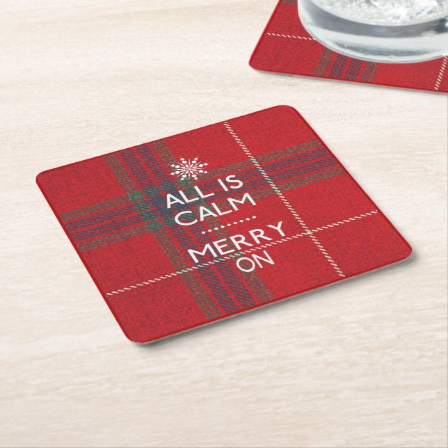 Funny Christmas All Is Calm ID588 Square Paper Coaster (Angled)