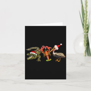 Funny Christmas Alligator Pelican Crawfish Holiday Card