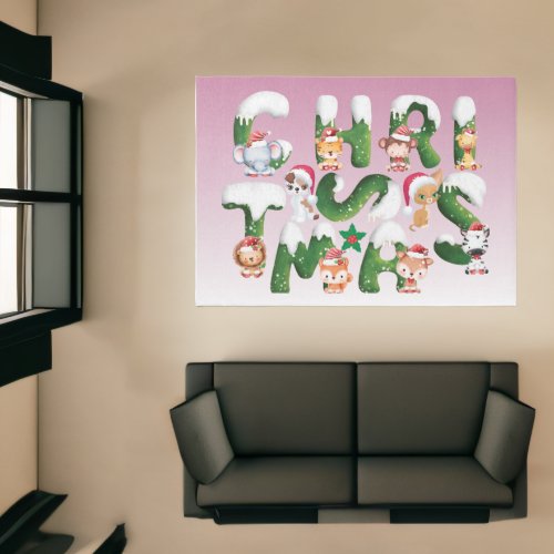 Funny Christmas Alphabet With wild Animal  Rug