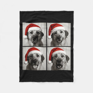 Funny Christmas Anatolian Shepherd Santa Dog Photo Fleece Blanket