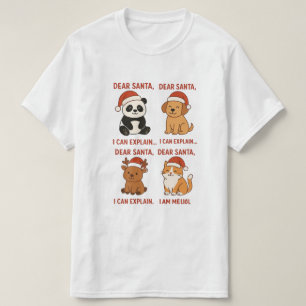 “Funny Christmas Animals with Santa Hats – Cute Ho T-Shirt