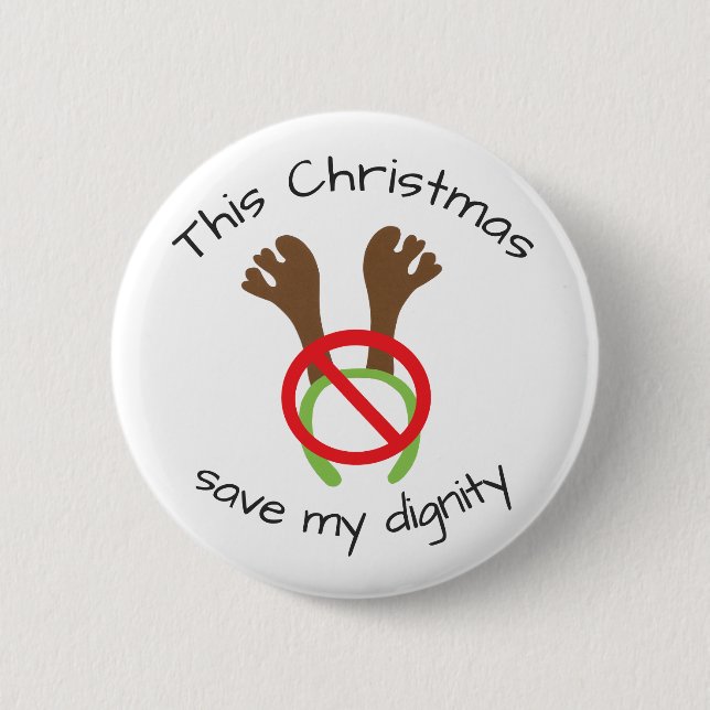Funny Christmas Antler Protest Button (Front)
