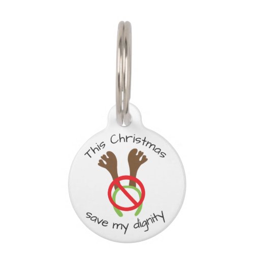 Funny Christmas Antlers Protest Pet ID Tag