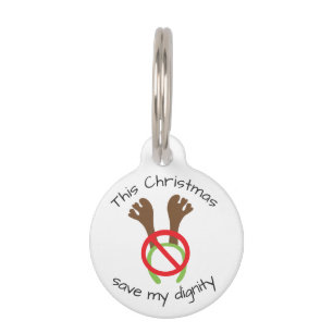 Funny Christmas Antlers Protest Pet ID Tag