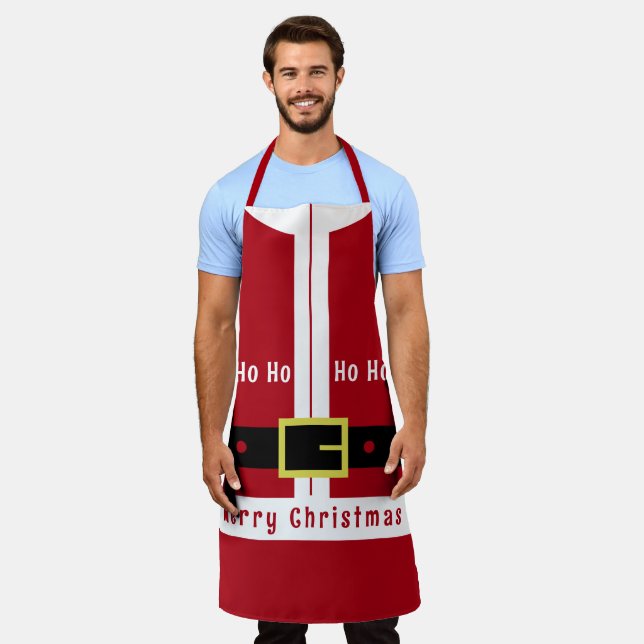 Funny Christmas Apron with Santa Design (Worn)