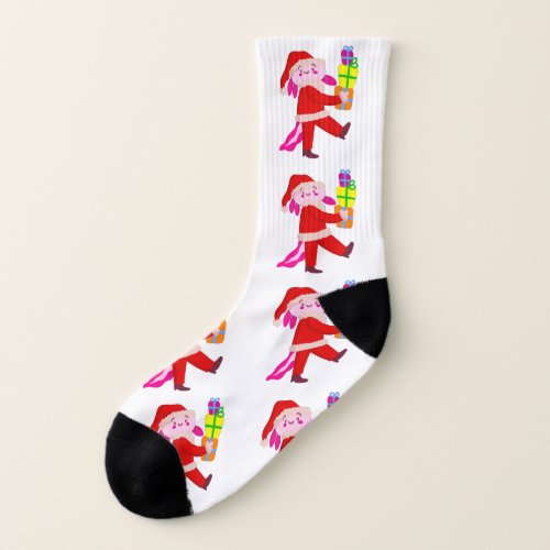 funny christmas axolotl santa claus socks