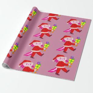 funny christmas axolotl santa claus wrapping paper