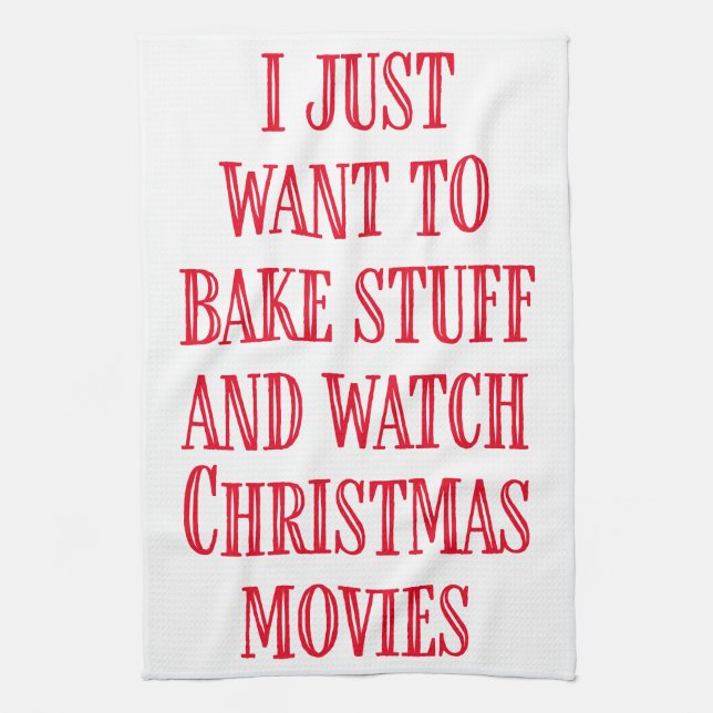 Funny Christmas Baking Saying Rustic Style Red Kitchen Towel (Vertical)