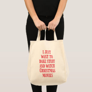 Funny Christmas Baking Saying Rustic Style Red Tote Bag