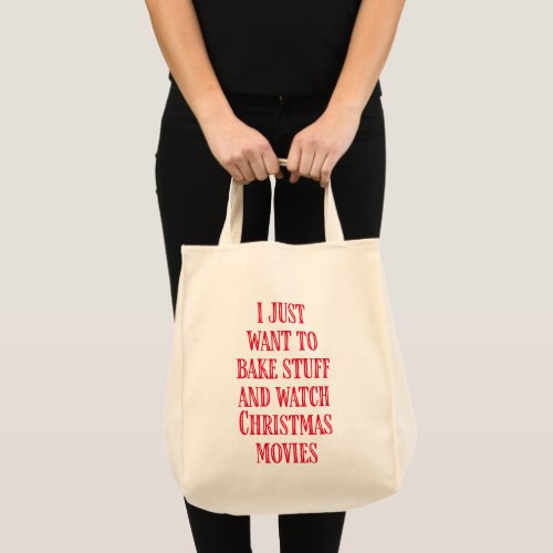 Funny Christmas Baking Saying Rustic Style Red Tote Bag