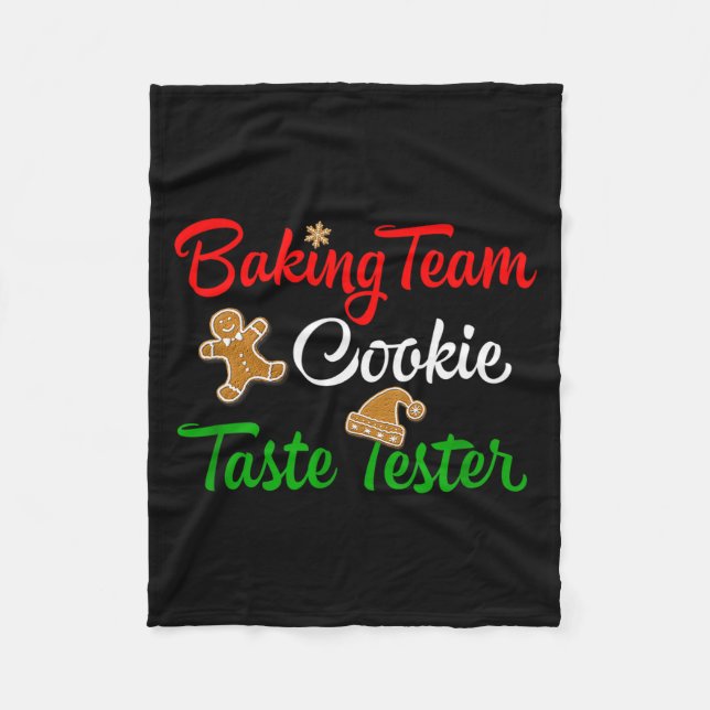 Funny Christmas Baking Team Cookie Taste Tester  Fleece Blanket (Front)