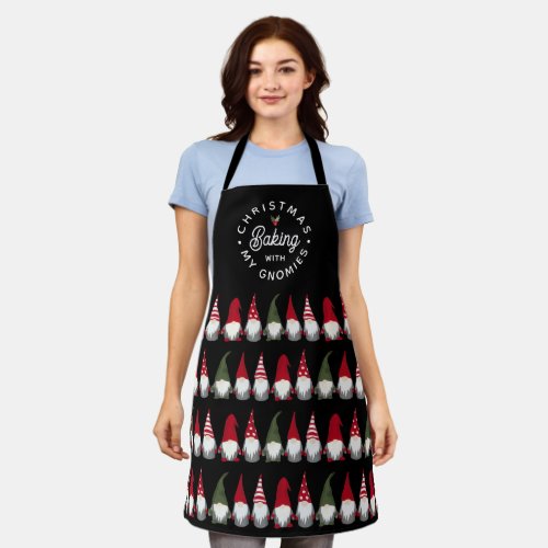 Funny Christmas Baking with my Gnomies  Black Apron