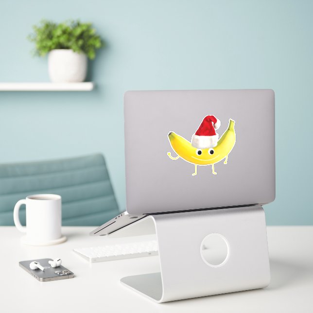 Funny Christmas Banana Sticker (Laptop On Desk)