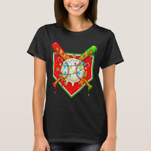 Funny Christmas Baseball Ice Cream Drip Men Women  T-Shirt