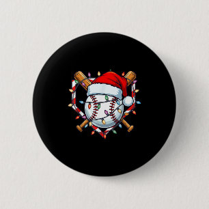 Funny Christmas Baseball Santa Hat For Baseball Pl Button