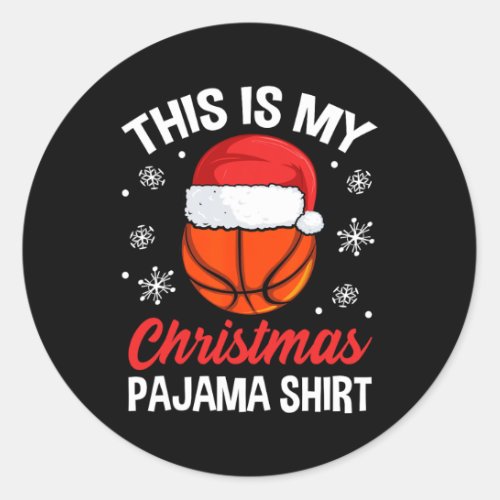 Funny Christmas Basketball Ball Pajama Pj Outfit M Classic Round Sticker